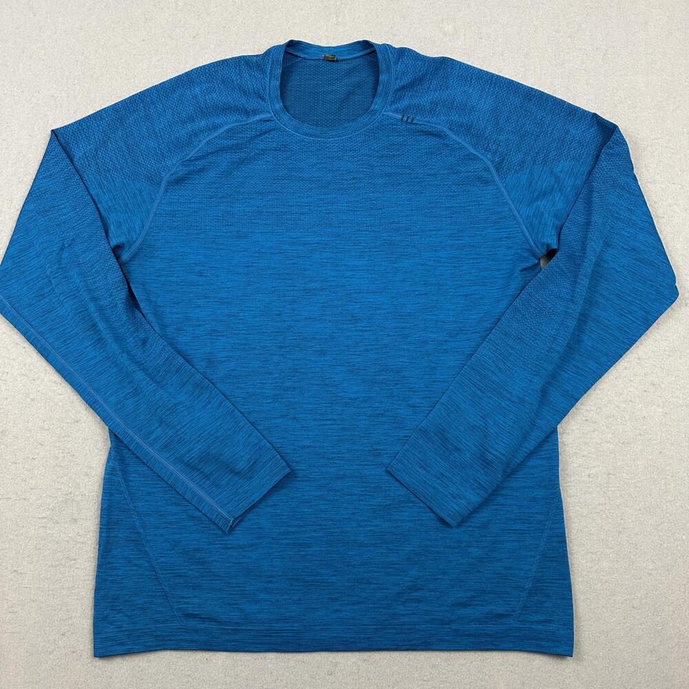 Lululemon Shirt Men Medium Blue Long Sleeve Seamless Athletic Training Top M